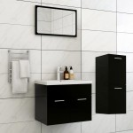 vidaXL Set mobilier de baie, negru, lemn prelucrat vidaXL Set mobilier de baie, negru, lemn prelucrat