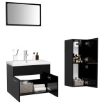 vidaXL Set mobilier de baie, negru, lemn prelucrat vidaXL Set mobilier de baie, negru, lemn prelucrat