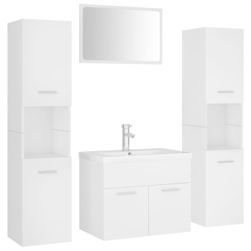 vidaXL Set mobilier de baie, alb, lemn prelucrat