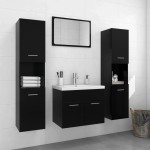 vidaXL Set mobilier de baie, negru, lemn prelucrat vidaXL Set mobilier de baie, negru, lemn prelucrat