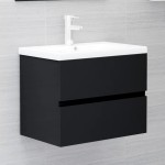 vidaXL Dulap cu chiuvetă încorporată, negru, lemn prelucrat vidaXL Dulap cu chiuvetă încorporată, negru, lemn prelucrat