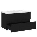 vidaXL Dulap cu chiuvetă încorporată, negru, lemn prelucrat vidaXL Dulap cu chiuvetă încorporată, negru, lemn prelucrat