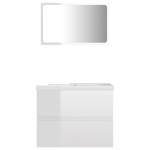vidaXL Set mobilier de baie, alb extralucios, lemn prelucrat