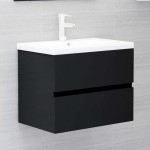 vidaXL Dulap cu chiuvetă încorporată, negru, lemn prelucrat vidaXL Dulap cu chiuvetă încorporată, negru, lemn prelucrat
