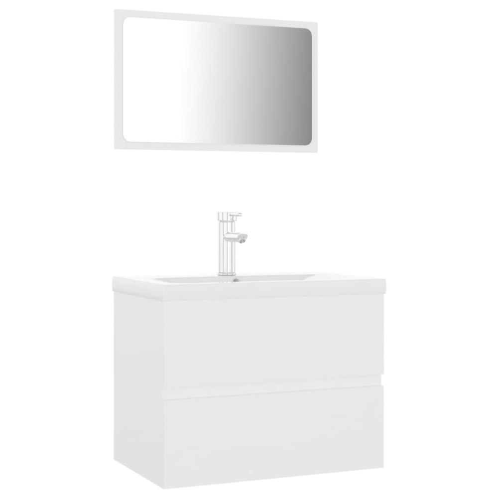 vidaXL Set mobilier de baie, alb, lemn prelucrat