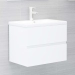 vidaXL Set mobilier de baie, alb, lemn prelucrat