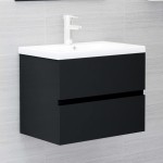 vidaXL Set mobilier de baie, negru, lemn prelucrat