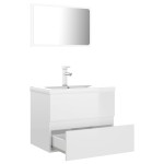 vidaXL Set mobilier de baie, alb extralucios, lemn prelucrat