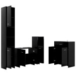 vidaXL Set mobilier de baie, 4 piese, negru