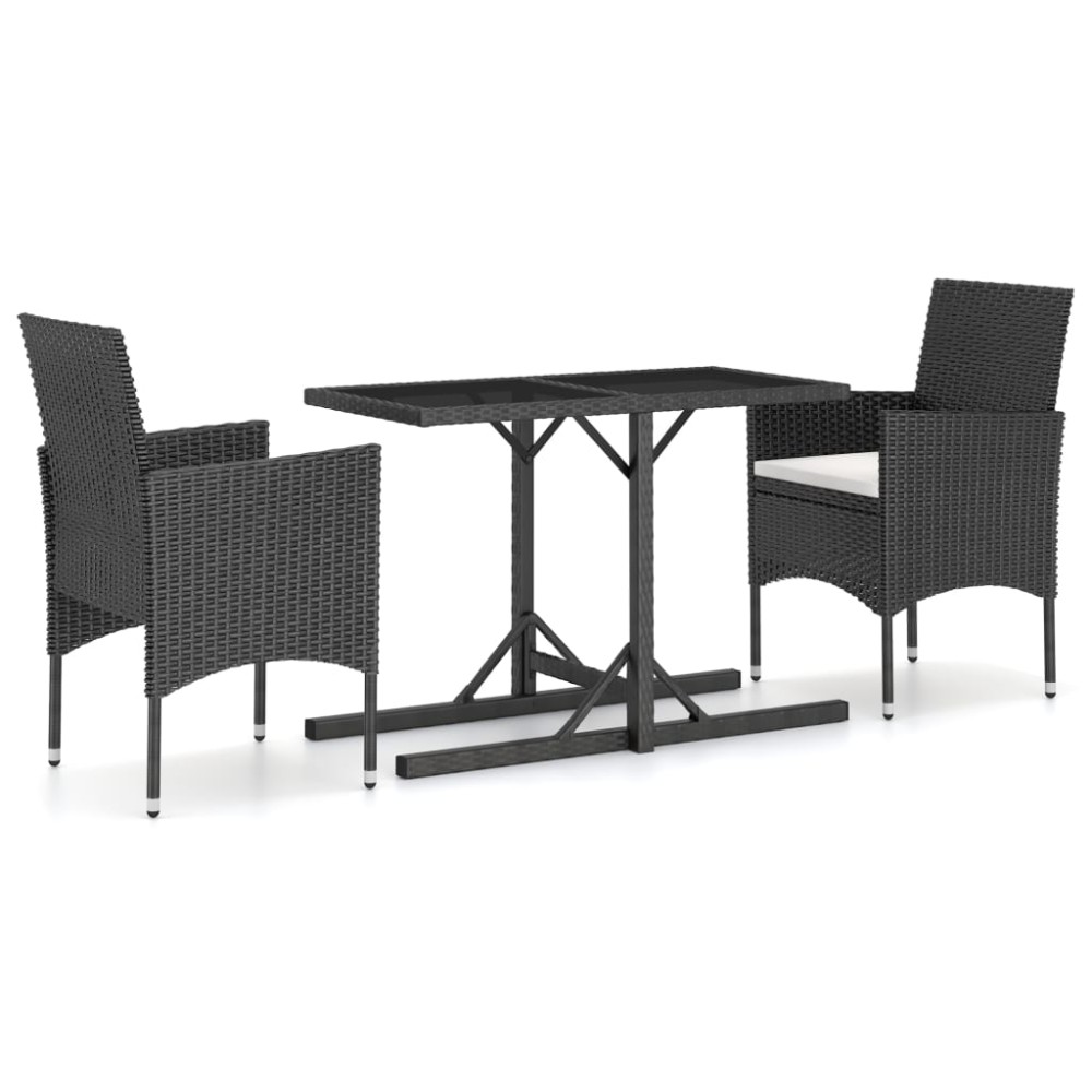 vidaXL Set mobilier de grădină, 3 piese, negru