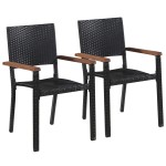 vidaXL Set mobilier de grădină, 3 piese, negru