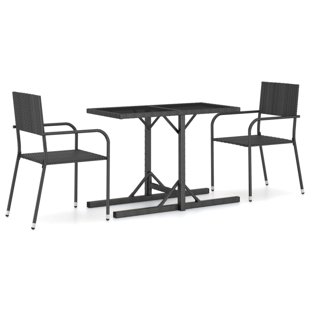 vidaXL Set mobilier de grădină, 3 piese, negru