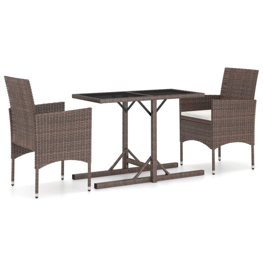 vidaXL Set mobilier de grădină, 3 piese, maro