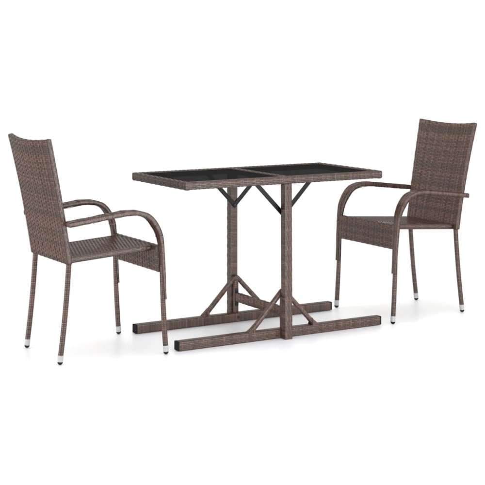vidaXL Set mobilier de grădină, 3 piese, maro
