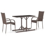 vidaXL Set mobilier de grădină, 3 piese, maro vidaXL Set mobilier de grădină, 3 piese, maro