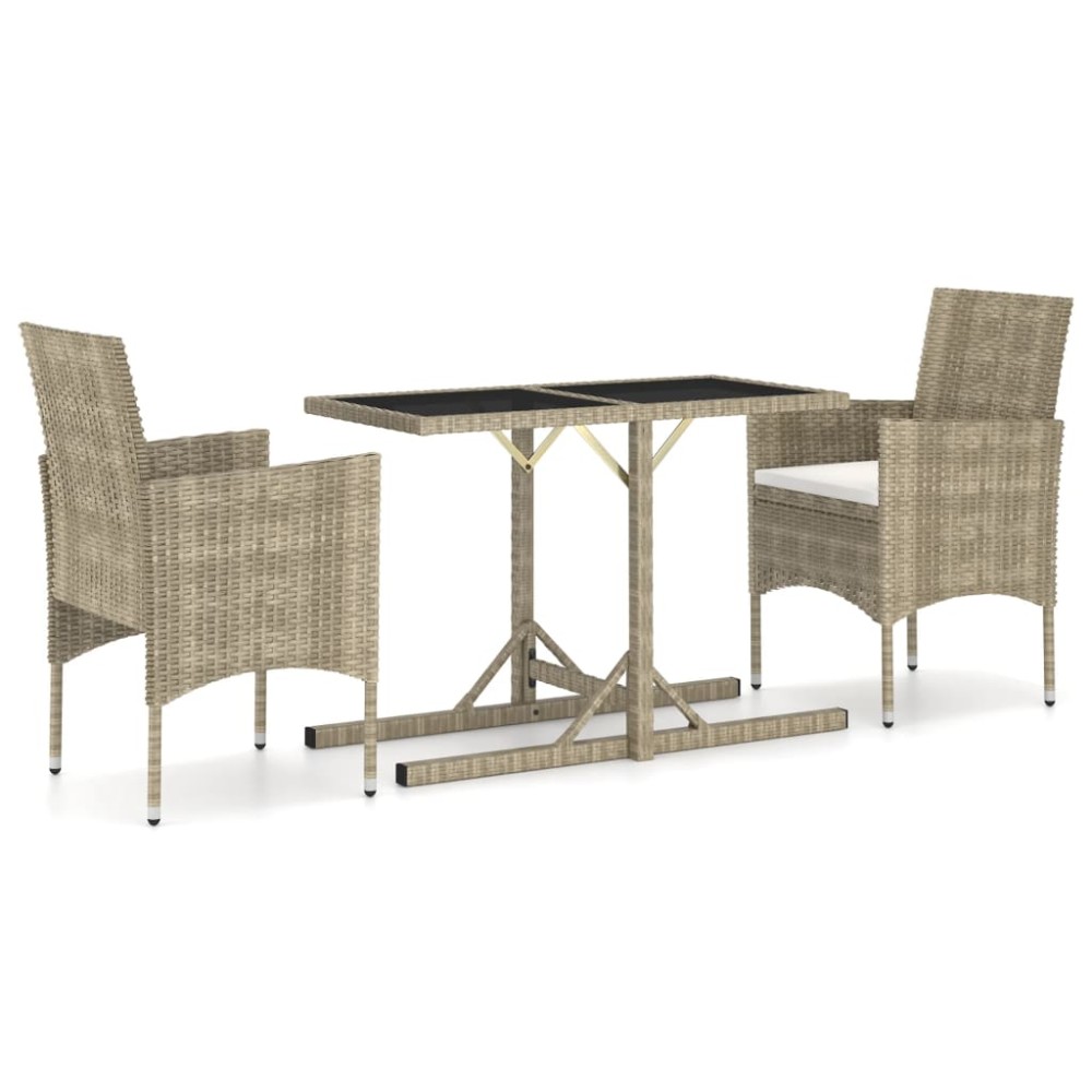 vidaXL Set mobilier de grădină, 3 piese, bej