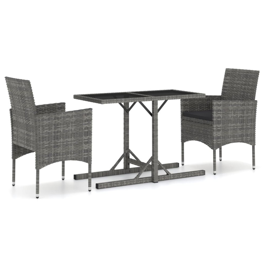 vidaXL Set mobilier de grădină, 3 piese, gri
