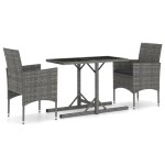 vidaXL Set mobilier de grădină, 3 piese, gri vidaXL Set mobilier de grădină, 3 piese, gri