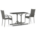 vidaXL Set mobilier de grădină, 3 piese, gri vidaXL Set mobilier de grădină, 3 piese, gri