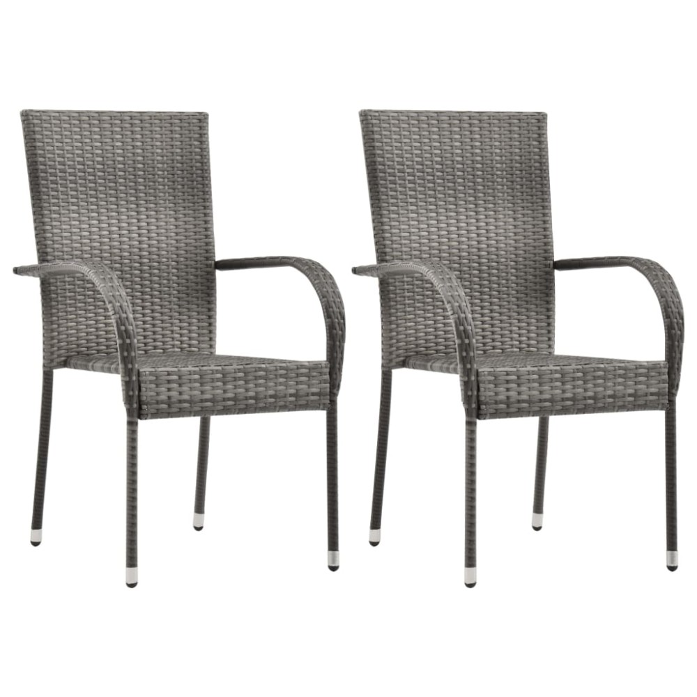 vidaXL Set mobilier de grădină, 3 piese, gri, poliratan
