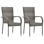vidaXL Set mobilier de grădină, 3 piese, gri, poliratan vidaXL Set mobilier de grădină, 3 piese, gri, poliratan
