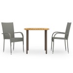 vidaXL Set mobilier de grădină, 3 piese, gri, poliratan vidaXL Set mobilier de grădină, 3 piese, gri, poliratan