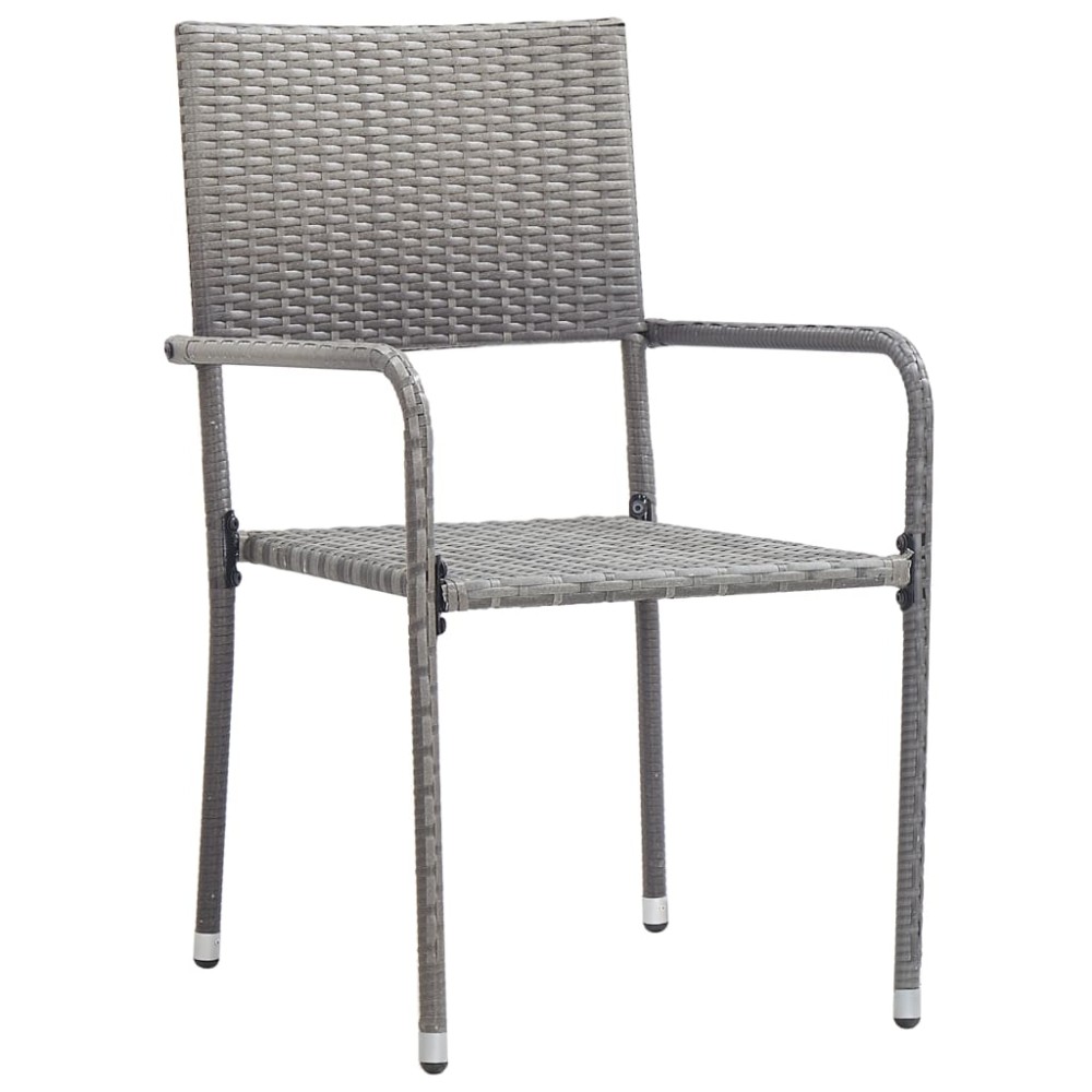 vidaXL Set mobilier de grădină, 3 piese, gri, poliratan