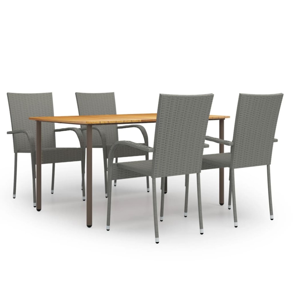 vidaXL Set mobilier de grădină, 5 piese, gri, poliratan