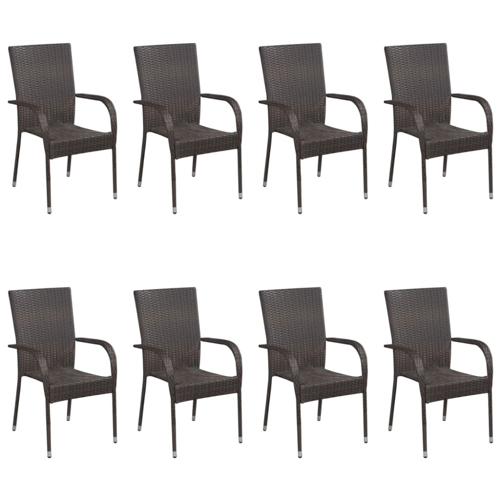 vidaXL Set mobilier de grădină, 9 piese, maro, poliratan