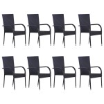 vidaXL Set mobilier de grădină, 9 piese, negru, poliratan vidaXL Set mobilier de grădină, 9 piese, negru, poliratan