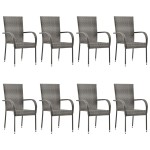 vidaXL Set mobilier de grădină, 9 piese, gri, poliratan vidaXL Set mobilier de grădină, 9 piese, gri, poliratan