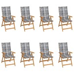 vidaXL Scaune de grădină rabatabile cu perne, 8 buc., lemn masiv tec vidaXL Scaune de grădină rabatabile cu perne, 8 buc., lemn masiv tec