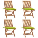 vidaXL Scaune grădină pliabile cu perne, 4 buc, lemn masiv tec