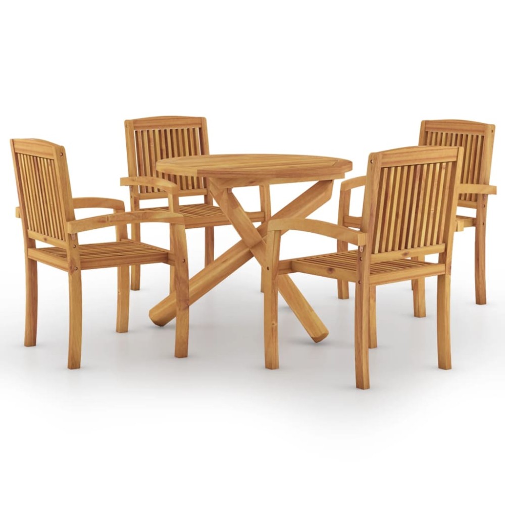 vidaXL Set mobilier de grădină, 5 piese, din lemn masiv de tec