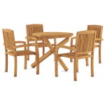 vidaXL Set mobilier de grădină, 5 piese, din lemn masiv de tec vidaXL Set mobilier de grădină, 5 piese, din lemn masiv de tec
