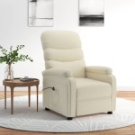 vidaXL Fotoliu rabatabil electric, crem, piele ecologică