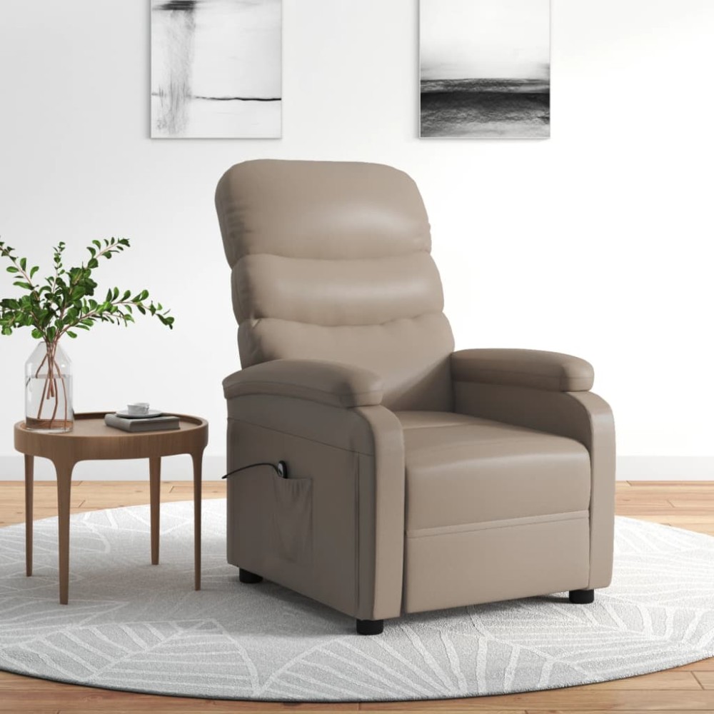 vidaXL Fotoliu rabatabil electric, cappuccino, piele ecologică