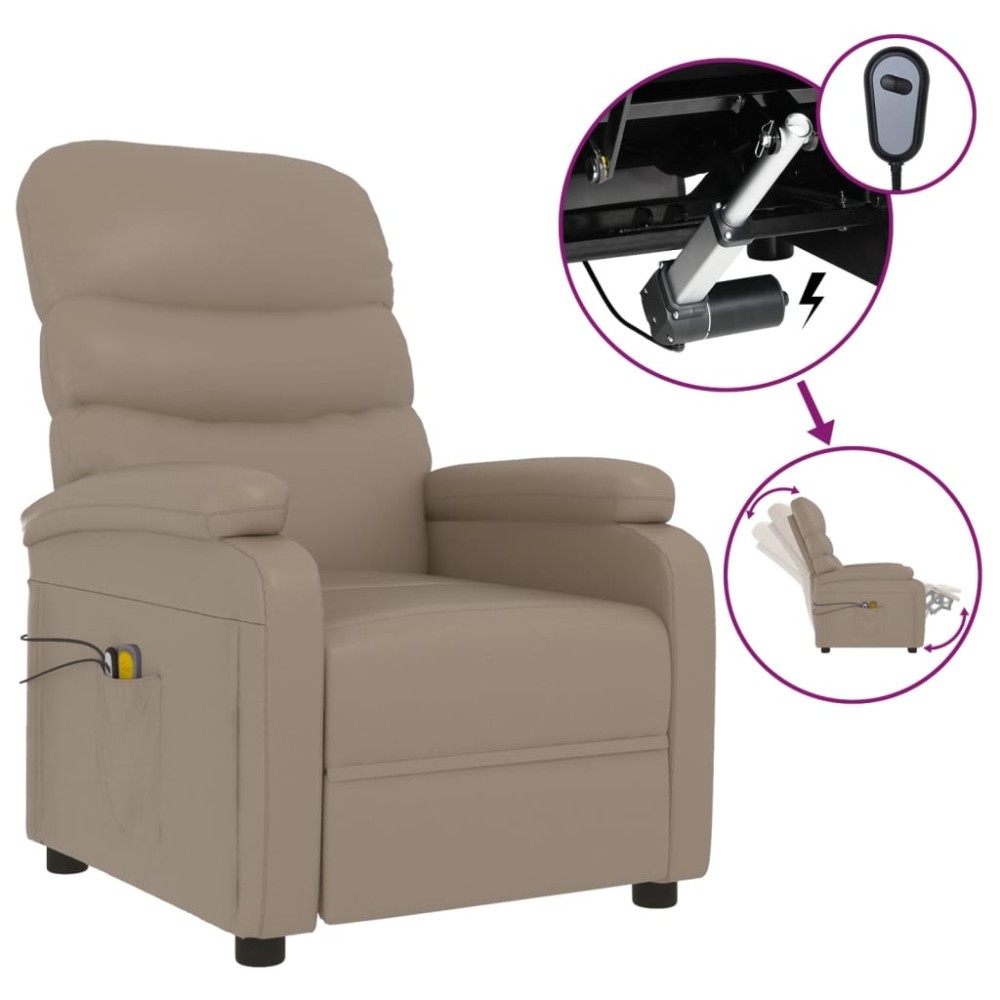 vidaXL Fotoliu de masaj electric, cappuccino, piele ecologică
