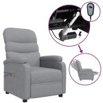 vidaXL Fotoliu de masaj electric rabatabil, gri deschis, textil vidaXL Fotoliu de masaj electric rabatabil, gri deschis, textil