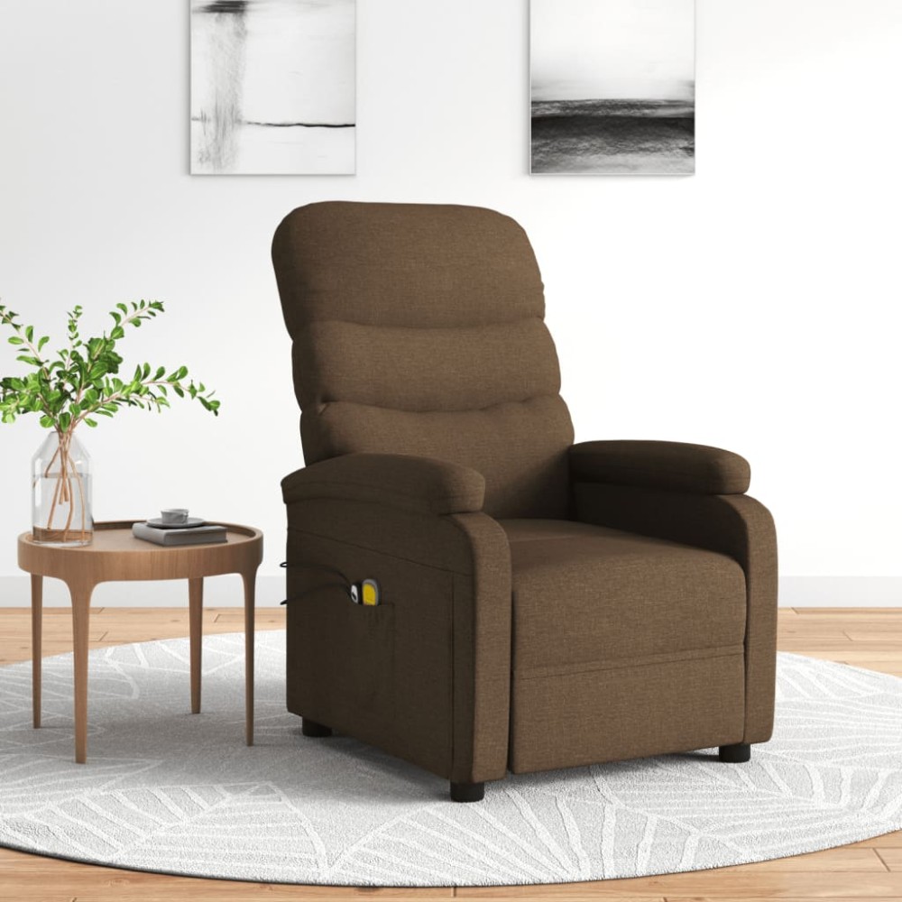 vidaXL Fotoliu de masaj electric, maro, material textil