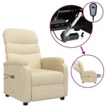 vidaXL Fotoliu de masaj electric rabatabil, crem, textil