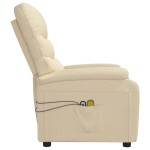 vidaXL Fotoliu de masaj electric rabatabil, crem, textil