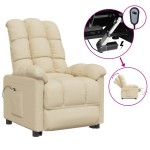 vidaXL Fotoliu rabatabil electric, crem, material textil