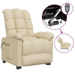 vidaXL Fotoliu de masaj electric rabatabil, crem, textil