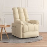 vidaXL Fotoliu de masaj electric rabatabil, crem, textil