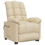 vidaXL Fotoliu de masaj electric rabatabil, crem, textil