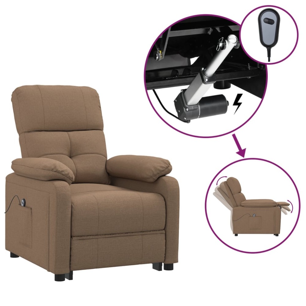 vidaXL Fotoliu rabatabil electric, maro, material textil