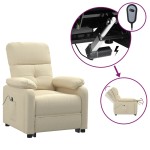 vidaXL Fotoliu rabatabil electric, crem, material textil