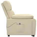 vidaXL Fotoliu rabatabil electric, crem, material textil