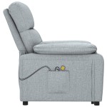 vidaXL Fotoliu de masaj electric rabatabil, gri deschis, textil vidaXL Fotoliu de masaj electric rabatabil, gri deschis, textil